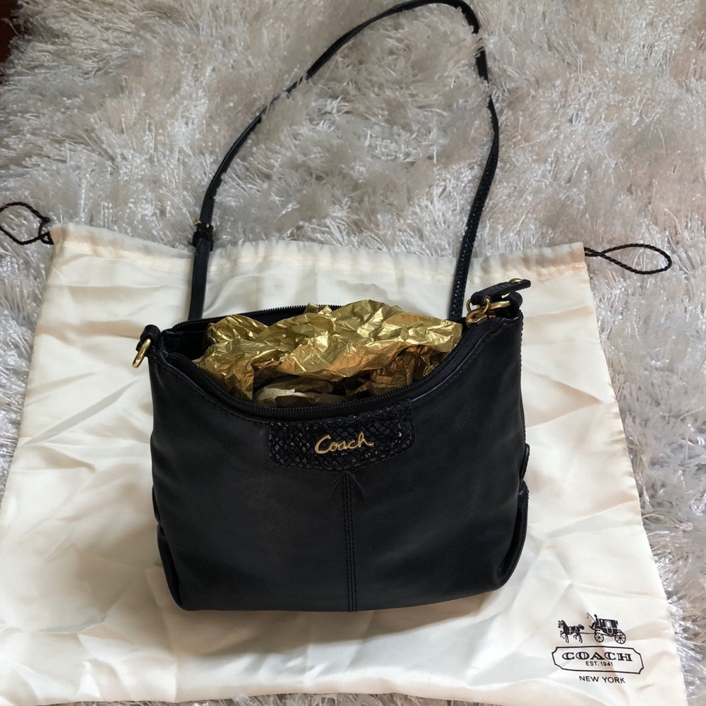 Coach black leather crossbody bag